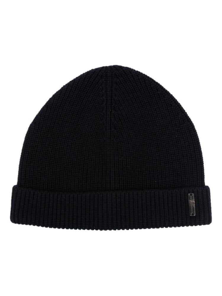 Corneliani ribbed-knit virgin wool beanie - Blue Cover