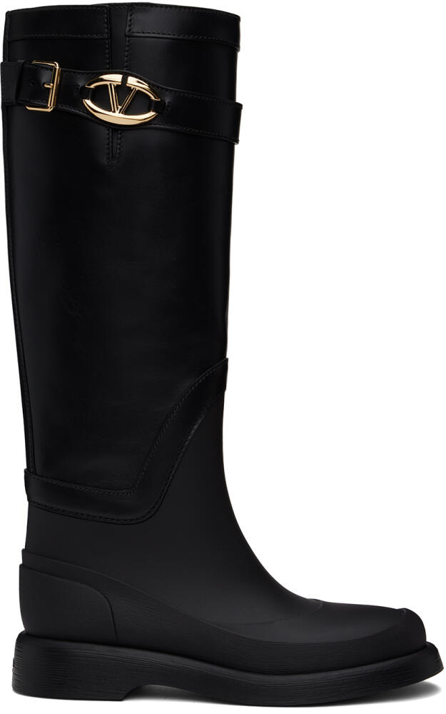 Valentino Garavani Black VLogo The Bold Edition Rain Boots Cover