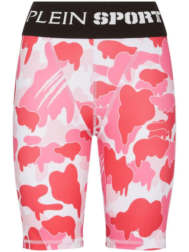 Plein Sport camouflage-print logo-waistband leggings - Pink Cover