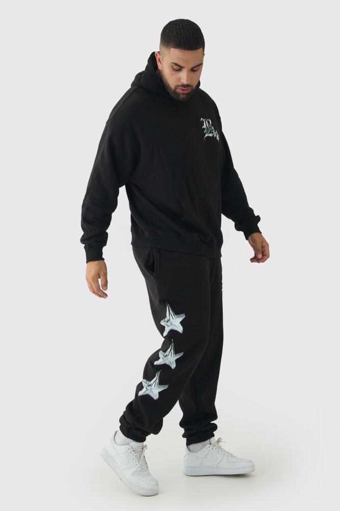 boohoo Mens Plus Metallic Y2K Graphic Tracksuit - Black Cover