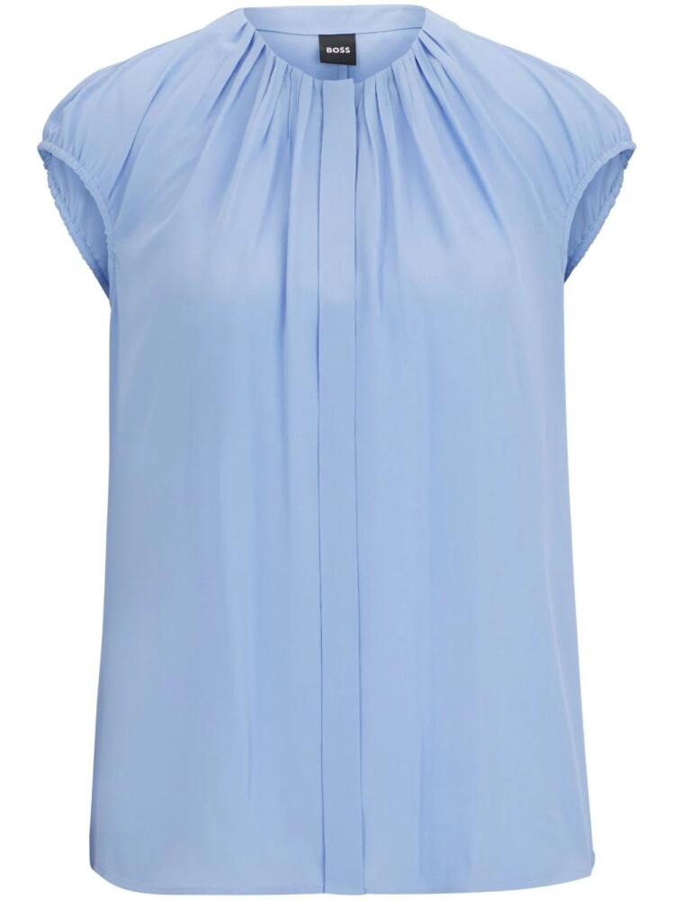 BOSS gathered-neckline blouse - Blue Cover