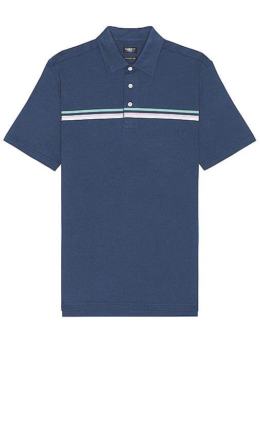 Faherty Short Sleeve Movement Pique Polo in Blue Cover