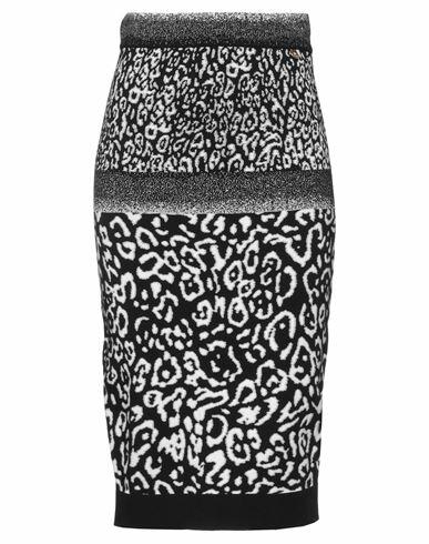 Liu •jo Woman Midi skirt Black Viscose, Elastane, Metallic Polyester Cover