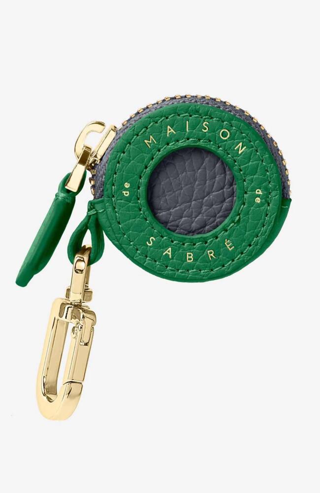 MAISON de SABRÉ Leather AirTag Charm in Emerald Graphite Cover