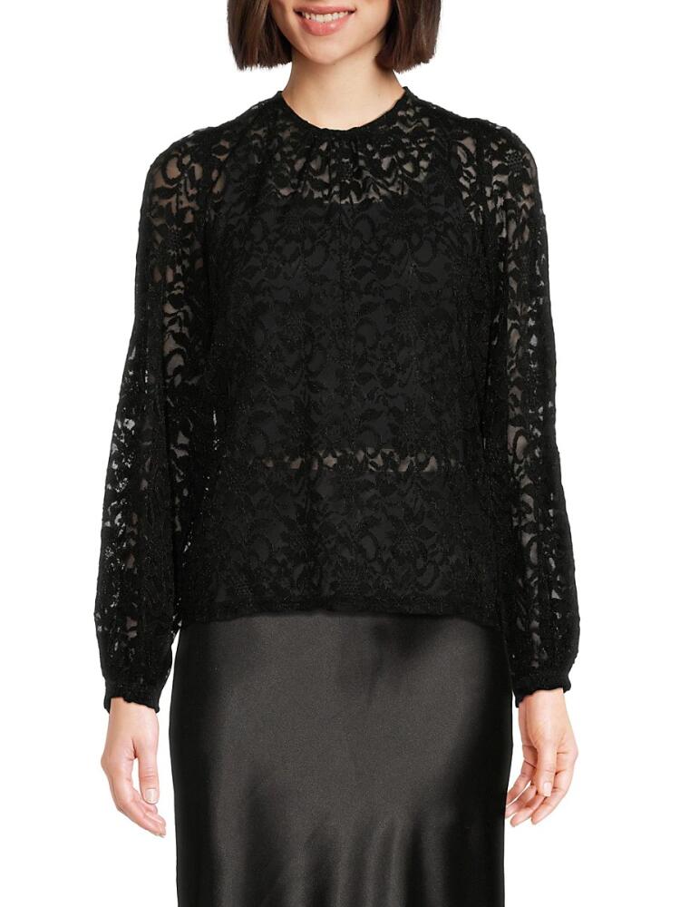 Love Ady Women's Lace Tie Back Blouse - Black Cover