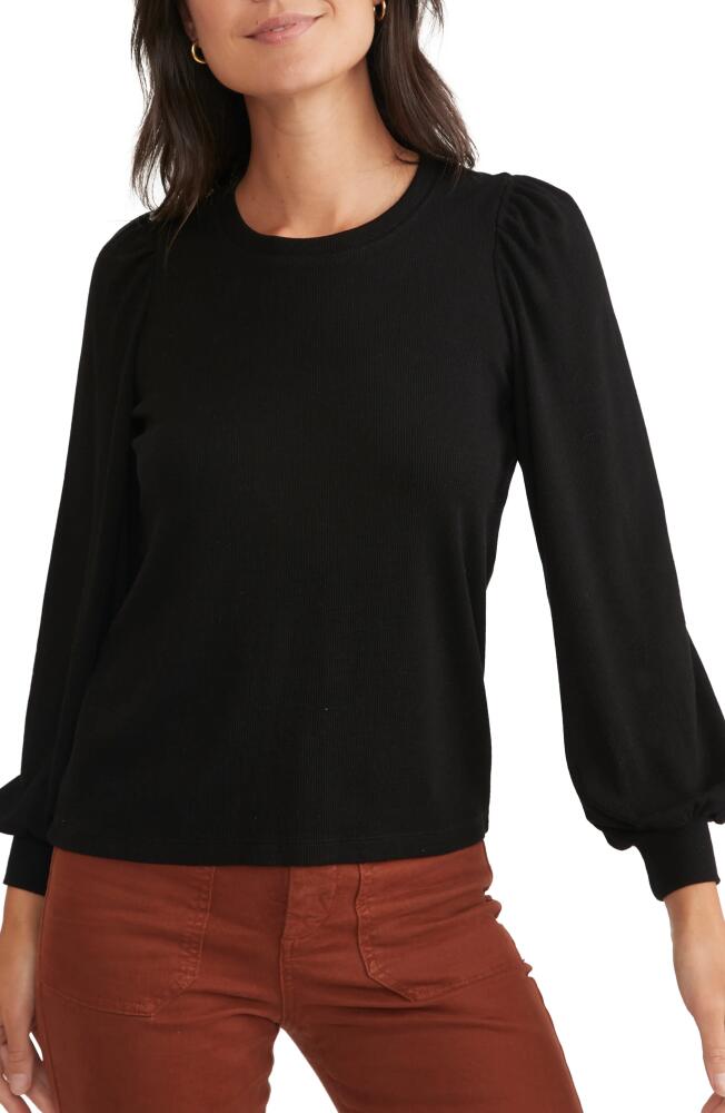 Marine Layer Lexi Balloon Sleeve Rib Top in Black Cover