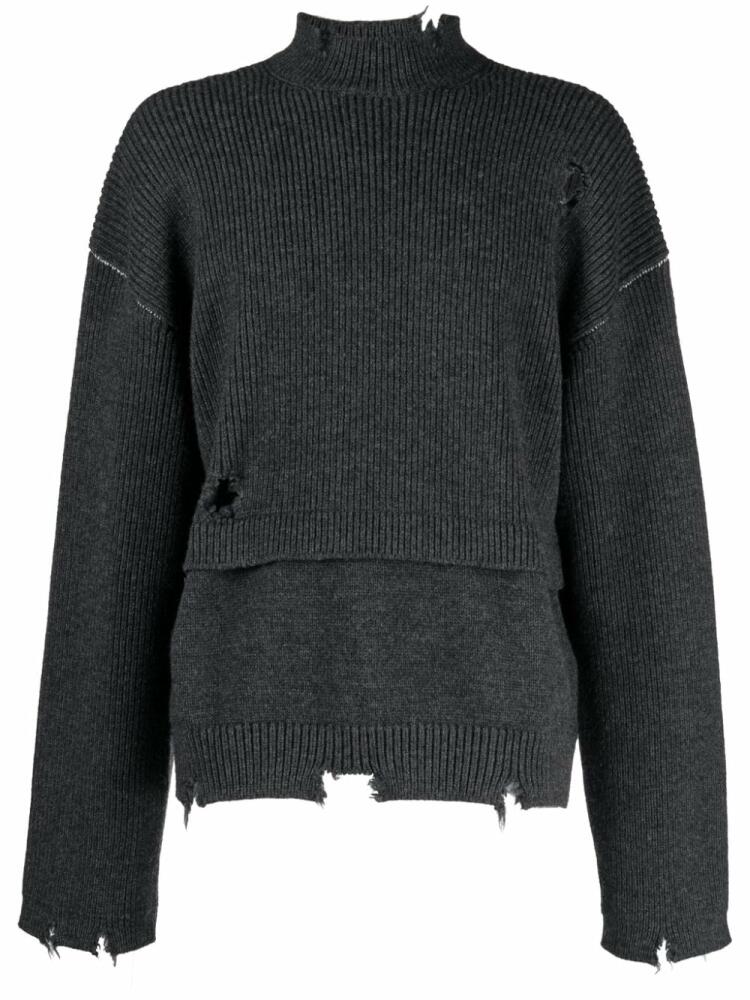 AMBUSH distressed-knit virgin-wool jumper - Grey Cover