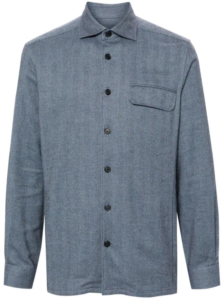 Corneliani classic-collar cotton overshirt - Blue Cover