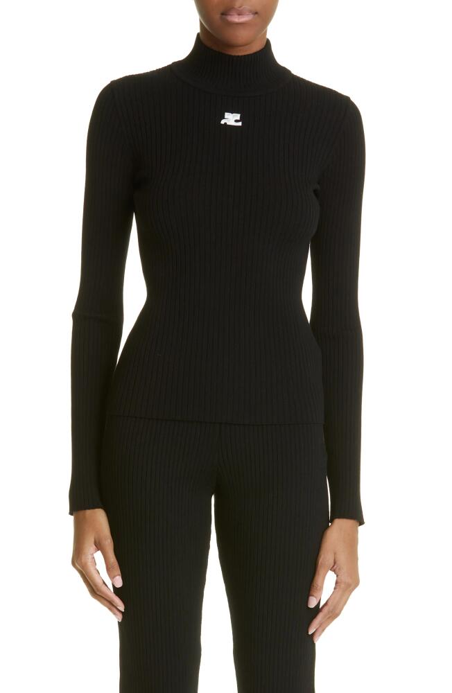 Courrèges Mock Neck Rib Sweater in Black Cover