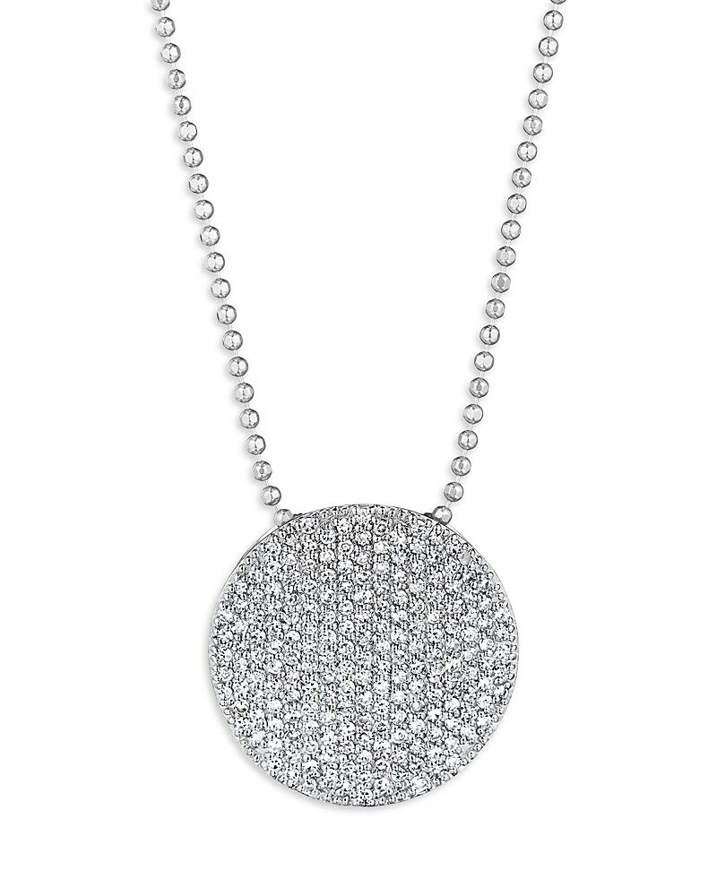 Phillips House 14K White Gold Affair Diamond Pave Large Disc Bead Chain Pendant Necklace, 16-18 Cover