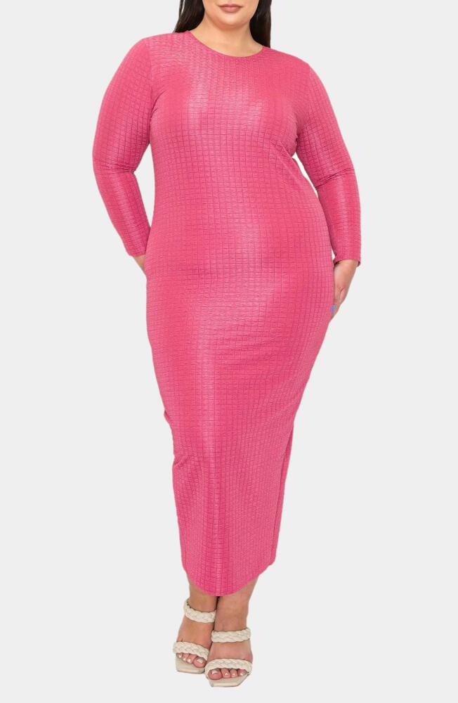 L I V D Kylo Textured Long Sleeve Midi Dress in Rose Cover