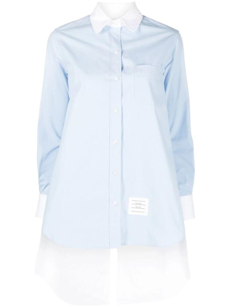 Thom Browne twisted-detail open back shirt - Blue Cover