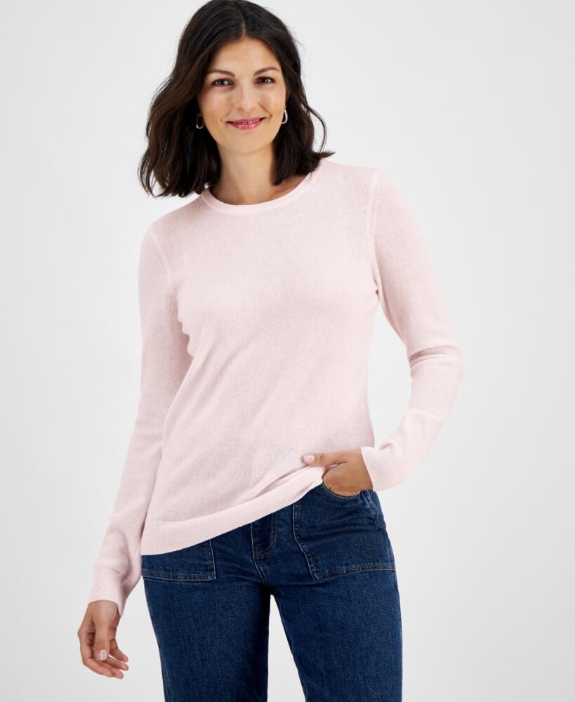 Charter Club 100% Cashmere Women's Long-Sleeve Crewneck Sweater, Regular & Petites, Created for Macy's - Delicacy Cover