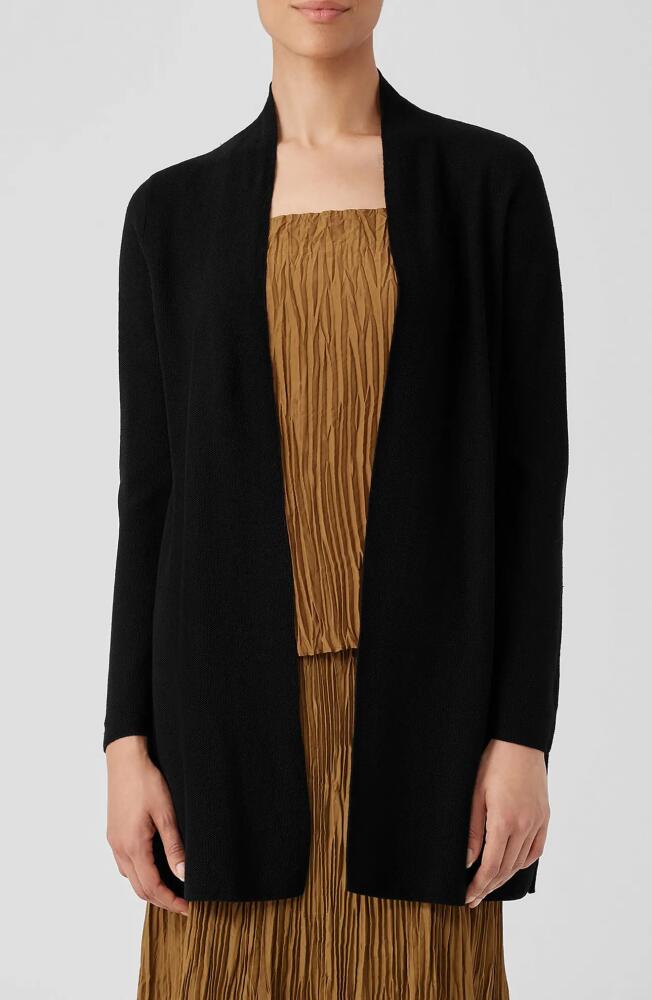 Eileen Fisher Long Organic Linen & Organic Cotton Cardigan in Black Cover