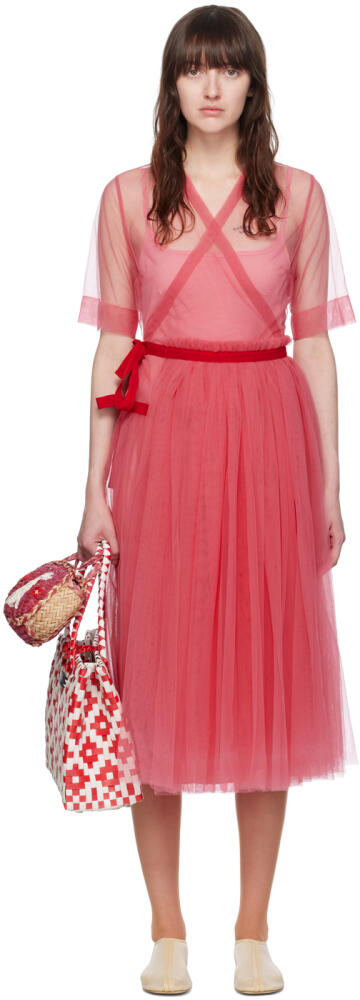 Molly Goddard Pink Layered Midi Dress Cover