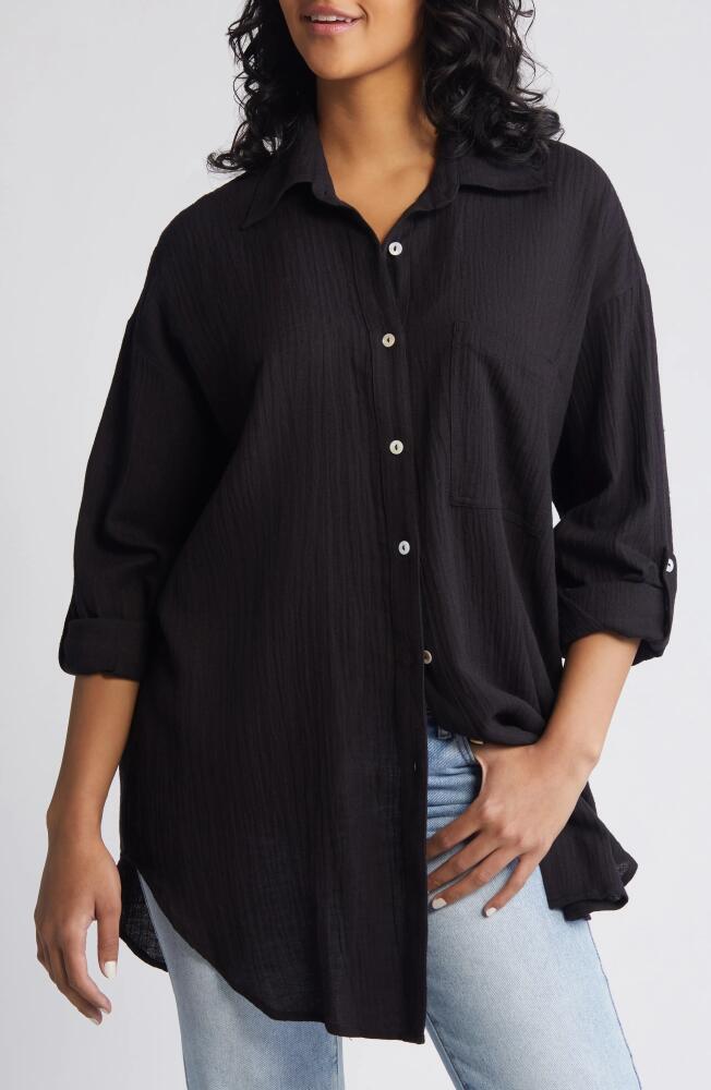 Rip Curl Premium Linen Button-Up Blouse in Black Cover