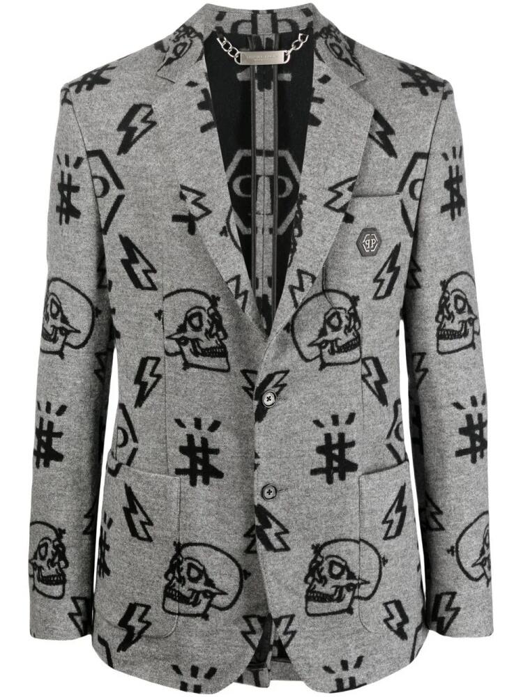 Philipp Plein graphic-print blazer - Grey Cover