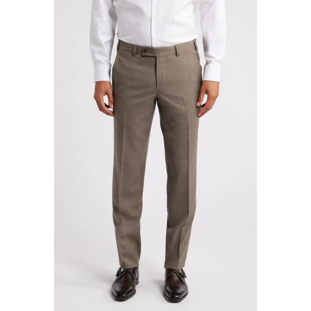 Ted Baker London Jerome Trim Fit Soft Constructed Wool Dress Pants in Tan Cover