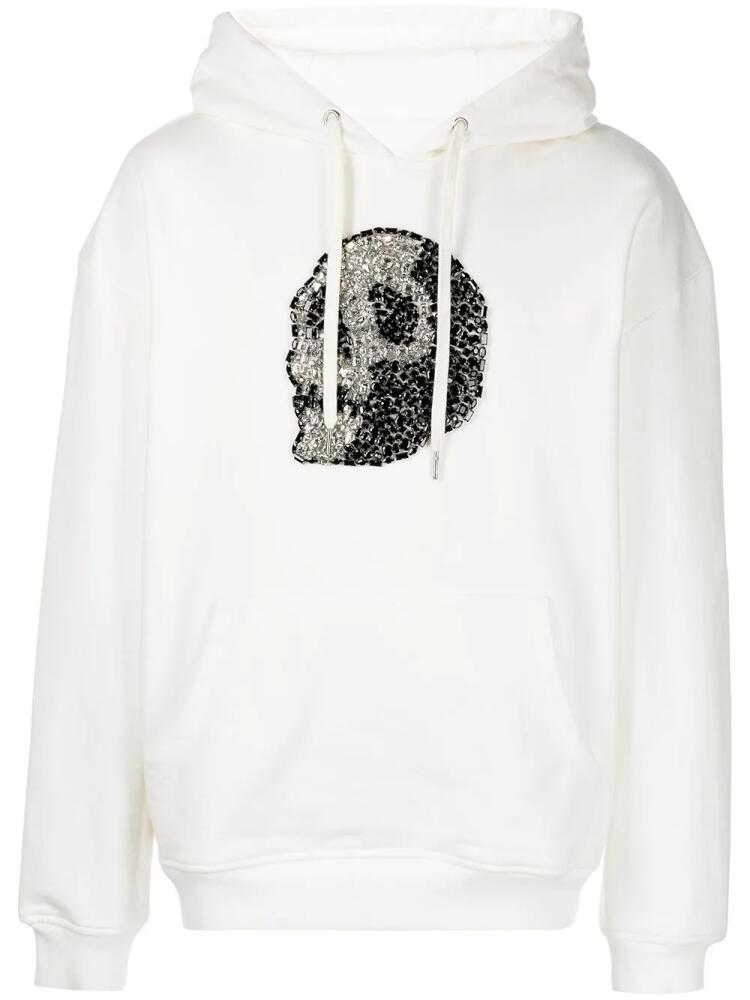 God's Masterful Children crystal-skull drawstring hoodie - White Cover