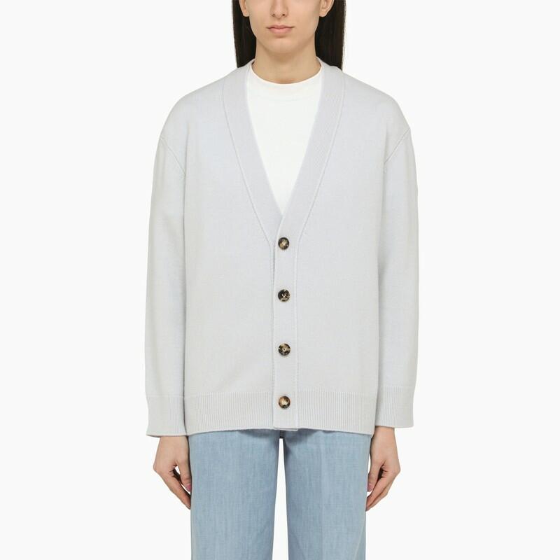 Bottega Veneta Light blue cashmere cardigan with intrecciato appliqués Cover