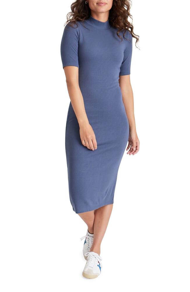 Marine Layer Lexi Mock Neck Rib Midi Dress in Vintage Indigo Cover