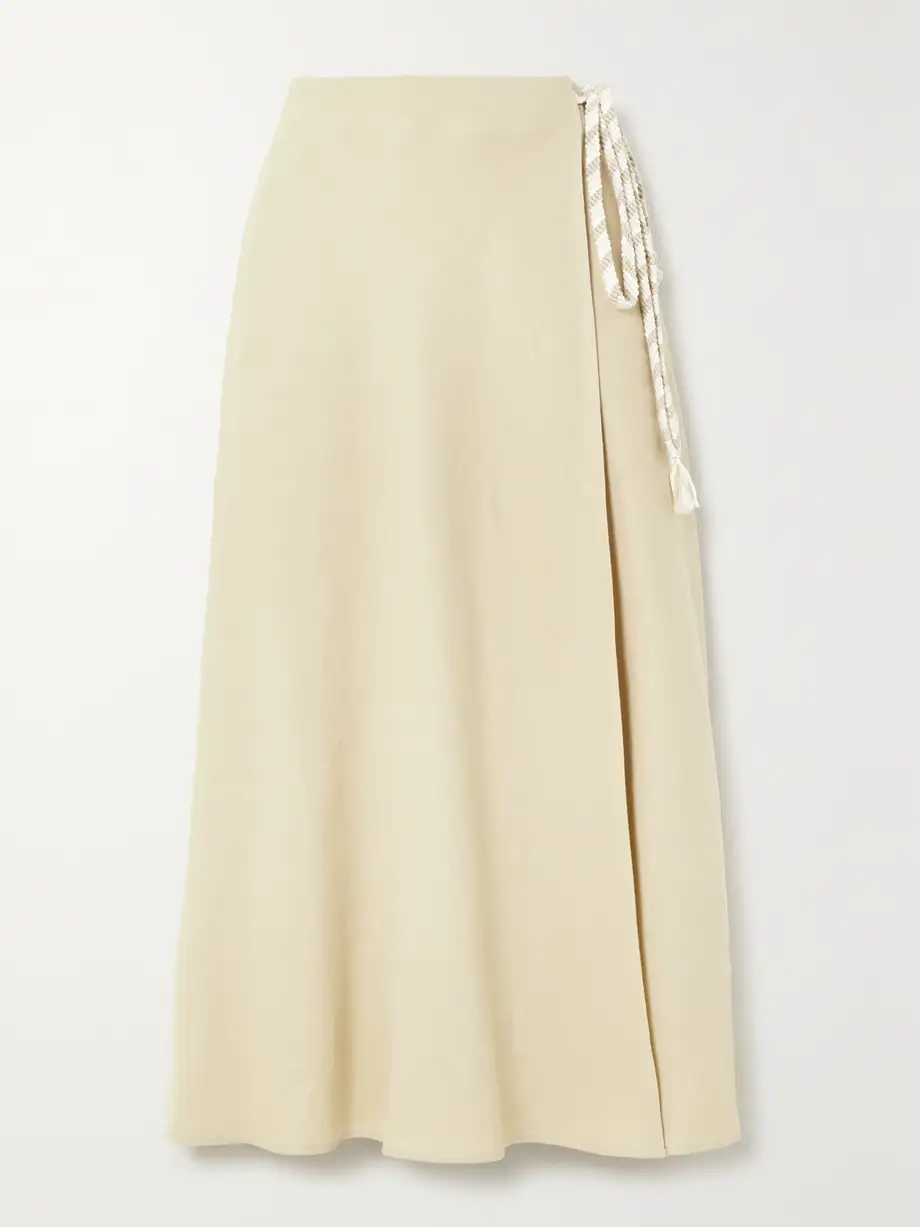 Loro Piana - Antigua Tie-detailed Linen Midi Wrap Skirt - Neutrals Cover