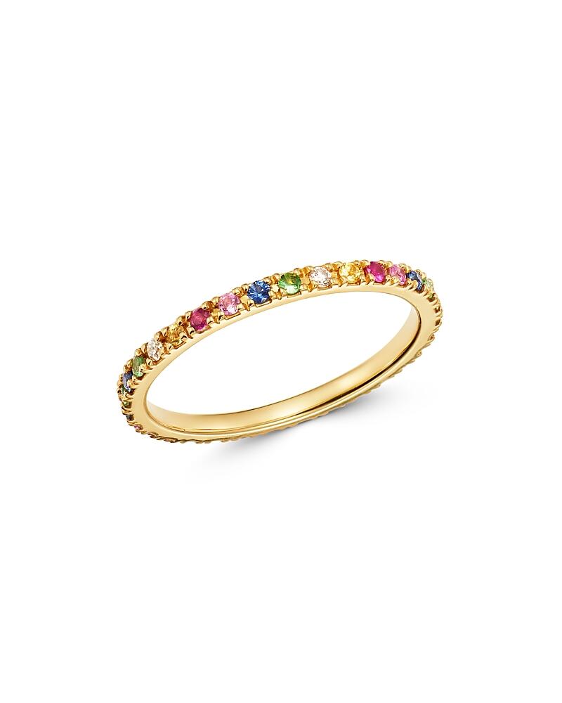 Zoe Lev 14K Yellow Gold Rainbow Gemstone & Diamond Eternity Ring Cover