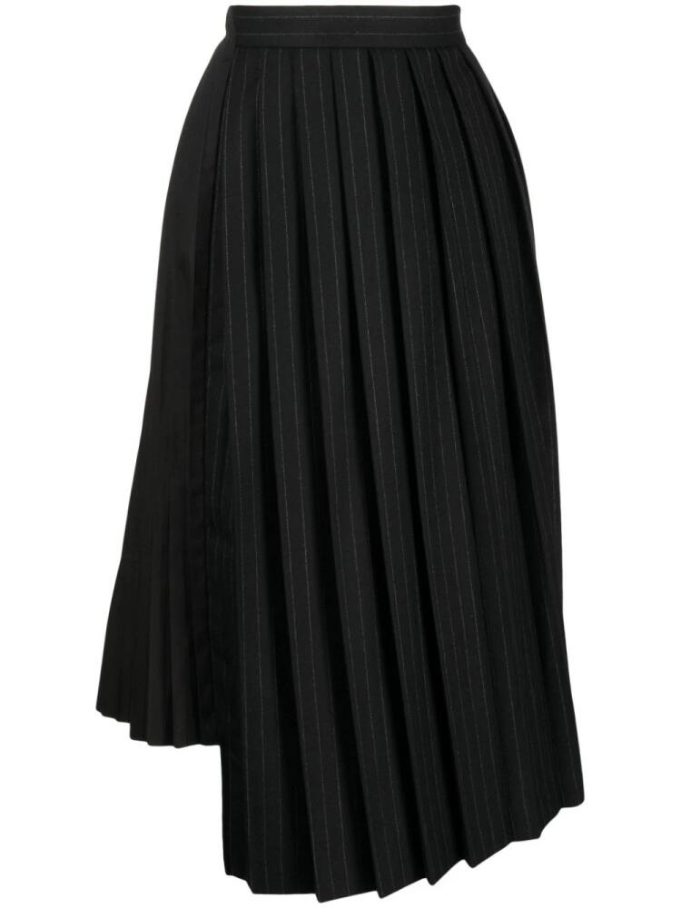 sacai pinstripe asymmetric pleated skirt - Black Cover