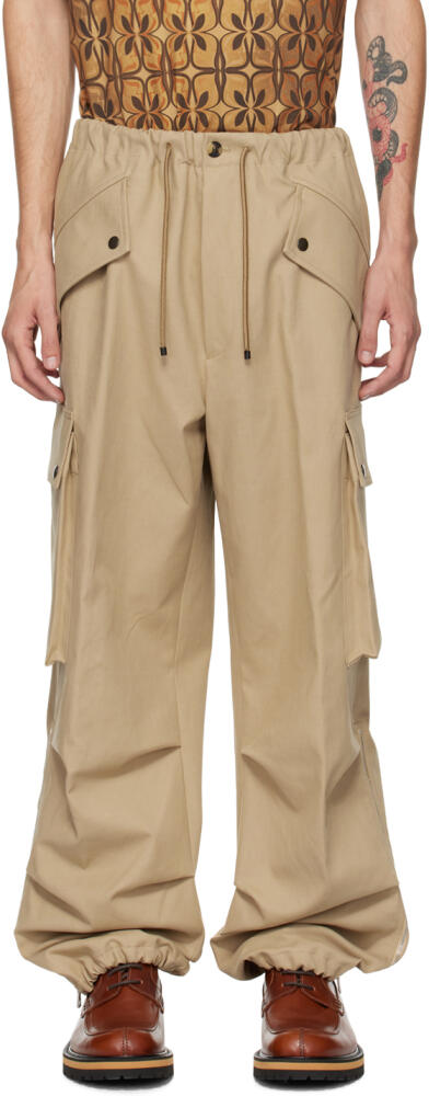 Dries Van Noten Tan Loose Cargo Pants Cover