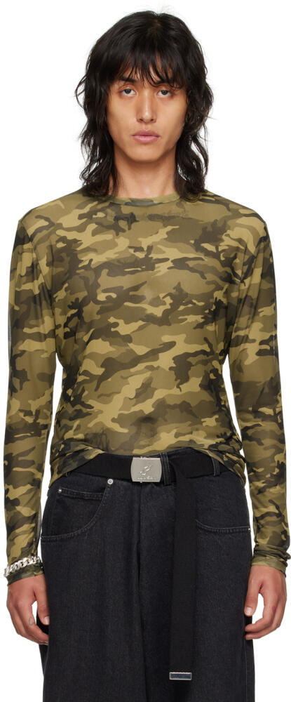 LU'U DAN Green Camouflage Long Sleeve T-Shirt Cover