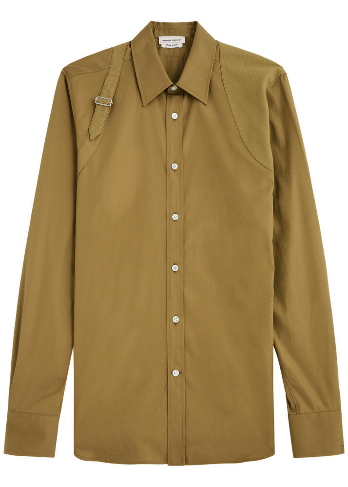 Alexander Mcqueen Harness Cotton-poplin Shirt - Camel Cover