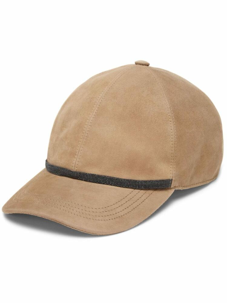 Brunello Cucinelli beaded suede baseball cap - Brown Cover