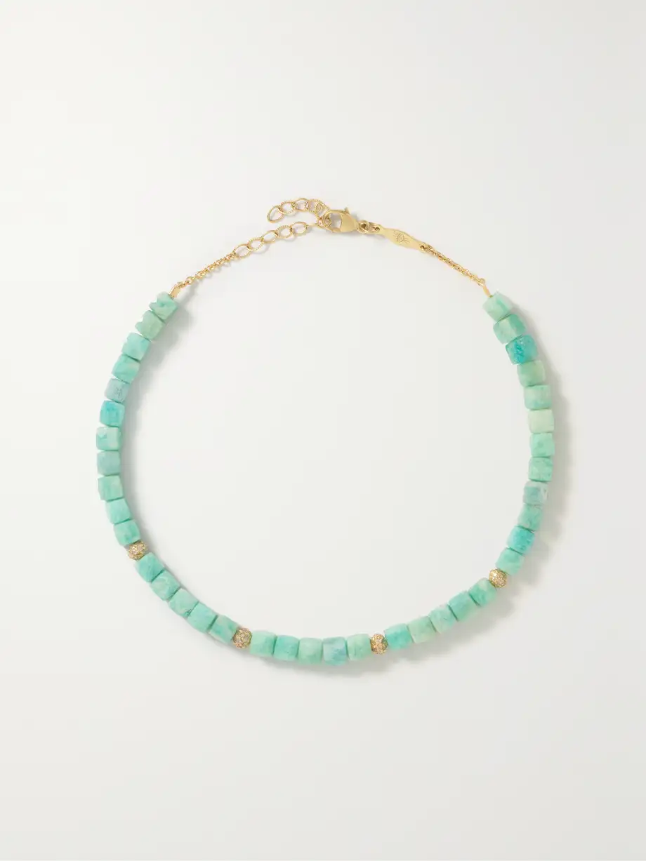 Jacquie Aiche - 14-karat Gold, Amazonite And Diamond Anklet - One size Cover