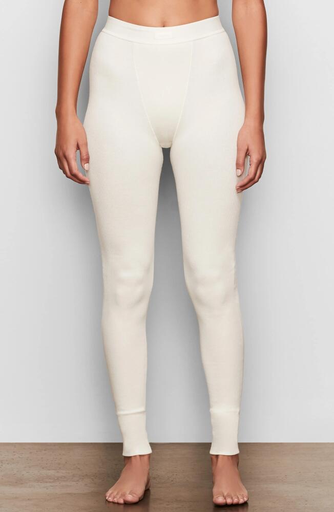 SKIMS Stretch Cotton Rib Leggings in Bone Cover