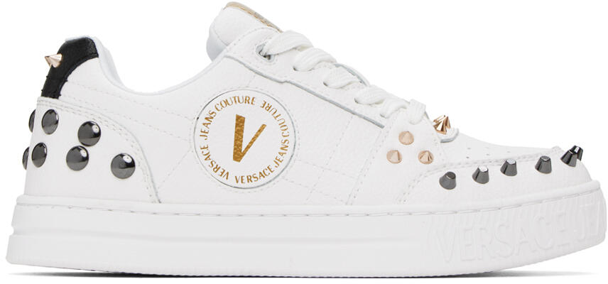 Versace Jeans Couture White Court 88 Spiked Sneakers Cover