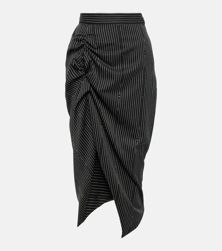 Vivienne Westwood Pinstriped wool and cotton midi skirt Cover