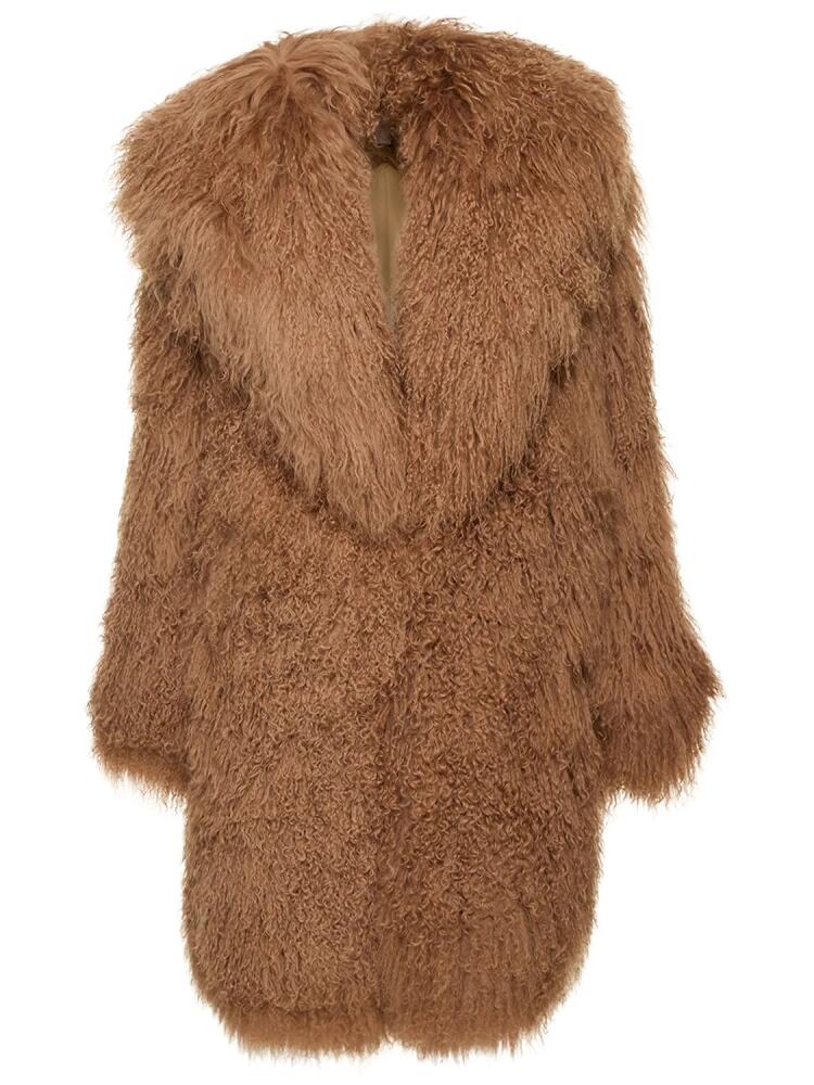 MICHAEL KORS COLLECTION Mongolian Lamb Fur Midi Coat Cover