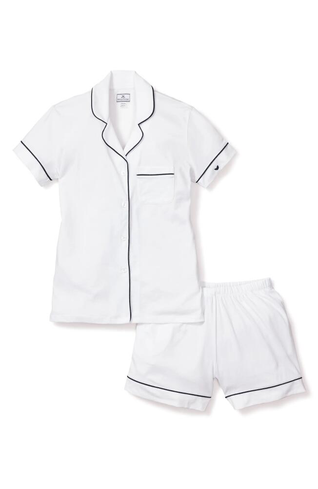 Petite Plume Ticking Stripe Cotton Short Pajamas in White Cover