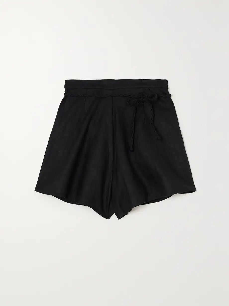 Faithfull - + Net Sustain Felia Rope-trimmed Linen Shorts - Black Cover