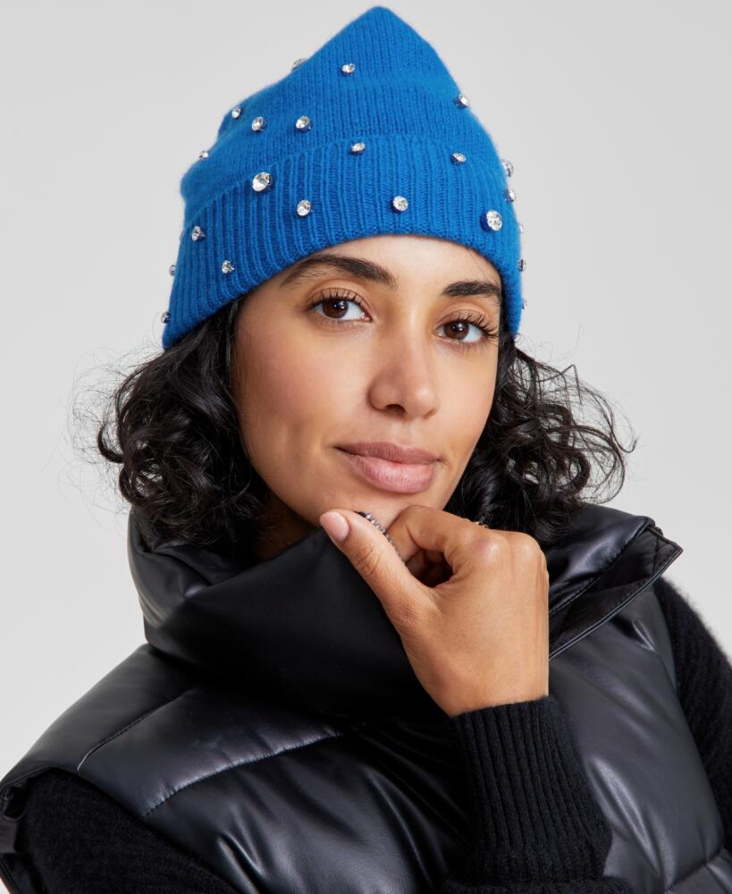 Charter Club Cashmere Embellished Cuffed Beanie, Created for Macy's - Bright Marine Cover