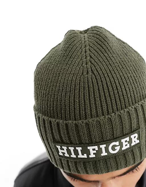 Tommy Hilfiger logo beanie in army green Cover