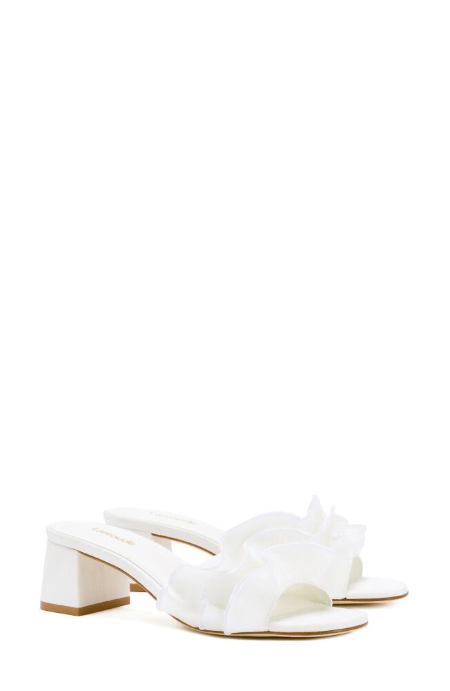 Larroudé Brigite Ruffle Raffia Sandal in White Cover