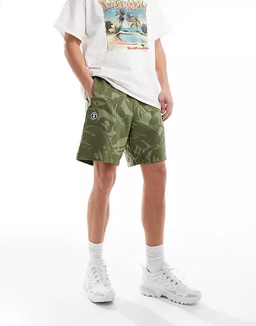 Aape By A Bathing Ape jersey shorts in green camo print Cover