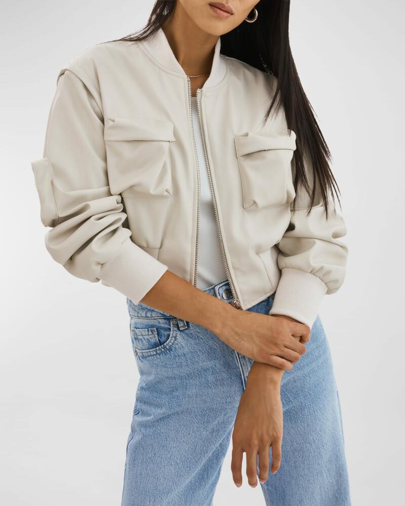 LaMarque Xaia Faux-Leather Cropped Convertible Bomber Jacket Cover