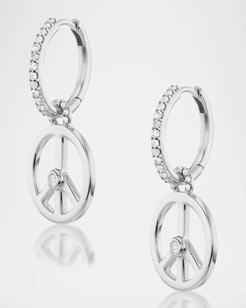 Sheryl Lowe Peace Diamond Pave Huggie Hoop Earrings Cover