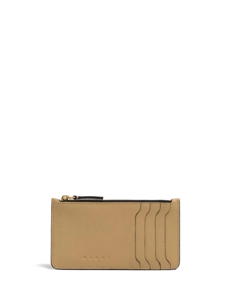 Marni zipped leather card case - Neutrals Cover