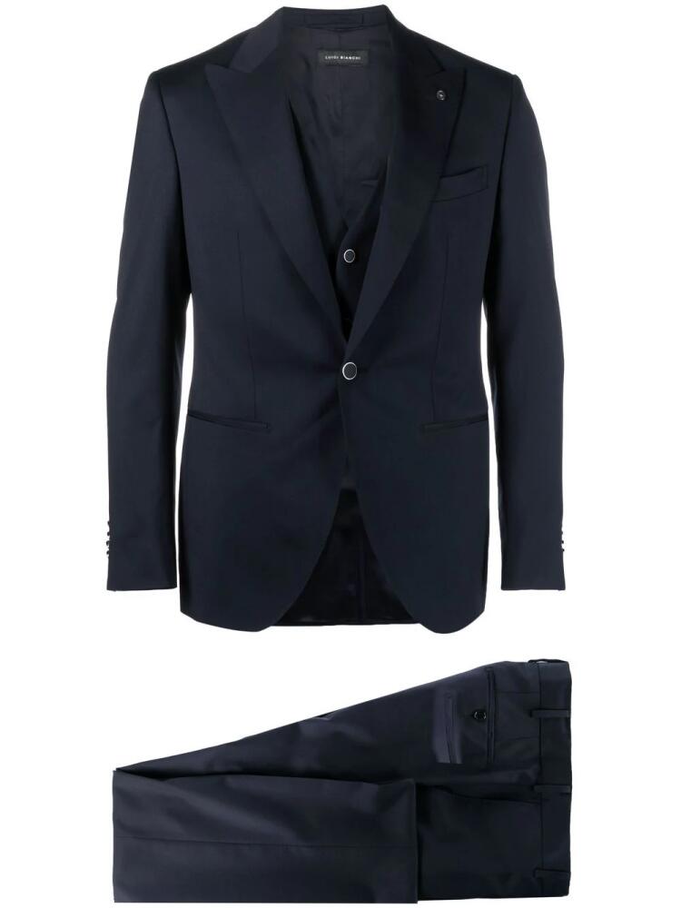 LUIGI BIANCHI MANTOVA single-breasted button three-piece suit - Blue Cover