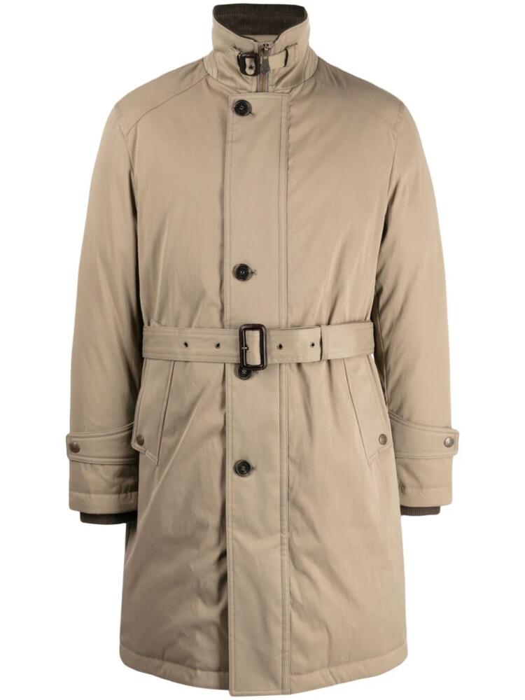 Man On The Boon. Fireman belted padded coat - Green Cover