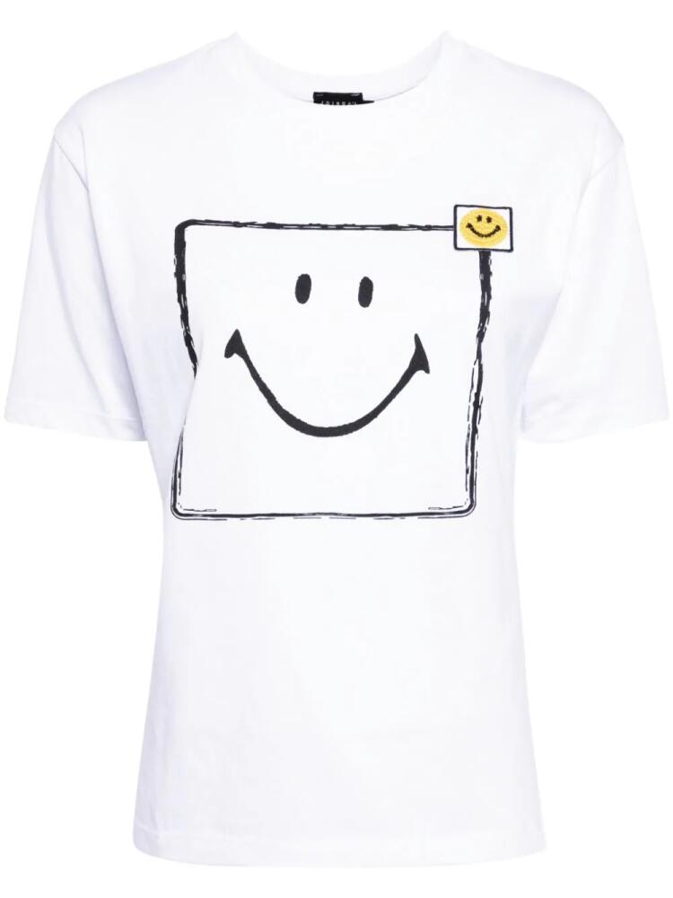 Joshua Sanders square smiley face-print T-shirt - White Cover