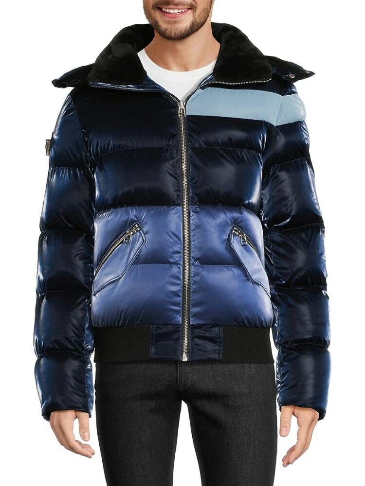 Woodpecker Men's Woody Hooded Bomber Puffer Jacket - Blue Steel Cover